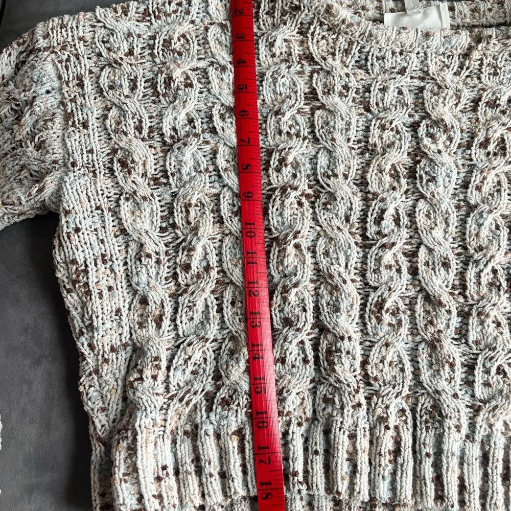 Jessica Simpson Womens Confetti Cable Knit Sweater Cream Brown Blue Size M boho